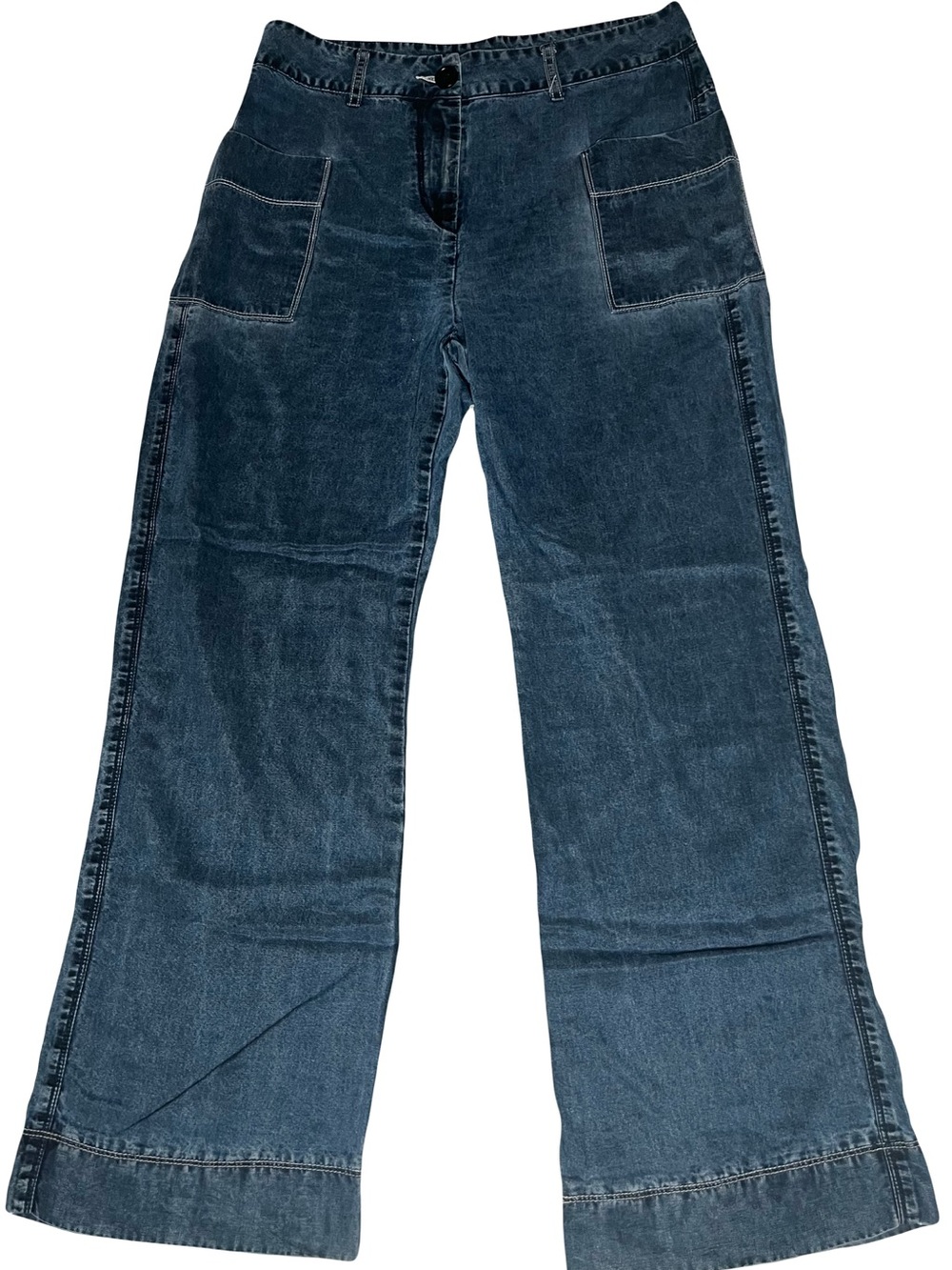 Isabella Bird Jeans Wide Leg Utility Patch Pocket Washed Denim Y2K 90s Workwear